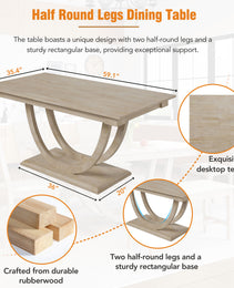 TOPMAx 6- Piece Wood Half Round Dining Table Set Kitchen Table Set With Long Bench And 4 Dining Chairs  Modern Style  Natural
