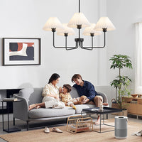 Farmhouse Black Chandelier, 5-Light Fabric Chandelier