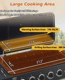 6 Burner BBQ Propane Gas Grill With Side Burner 59000 BTU Output Stainless Steel Barbecue Grill With Enamel-Coated Grates And Side Tables For Outdoor Cooking Kitchen And Patio Backyard.