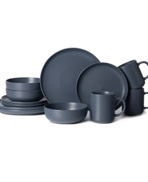 12-Piece Stoneware Dinnerware Sets With Mugs  Microwave  Dishwasher Safe  Non-Toxic Dinner Plates Bowls Set Stackable Matte Glaze Kitchenware For 3
