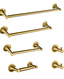 6 Piece Brass Bathroom Towel Rack Set Wall Mount