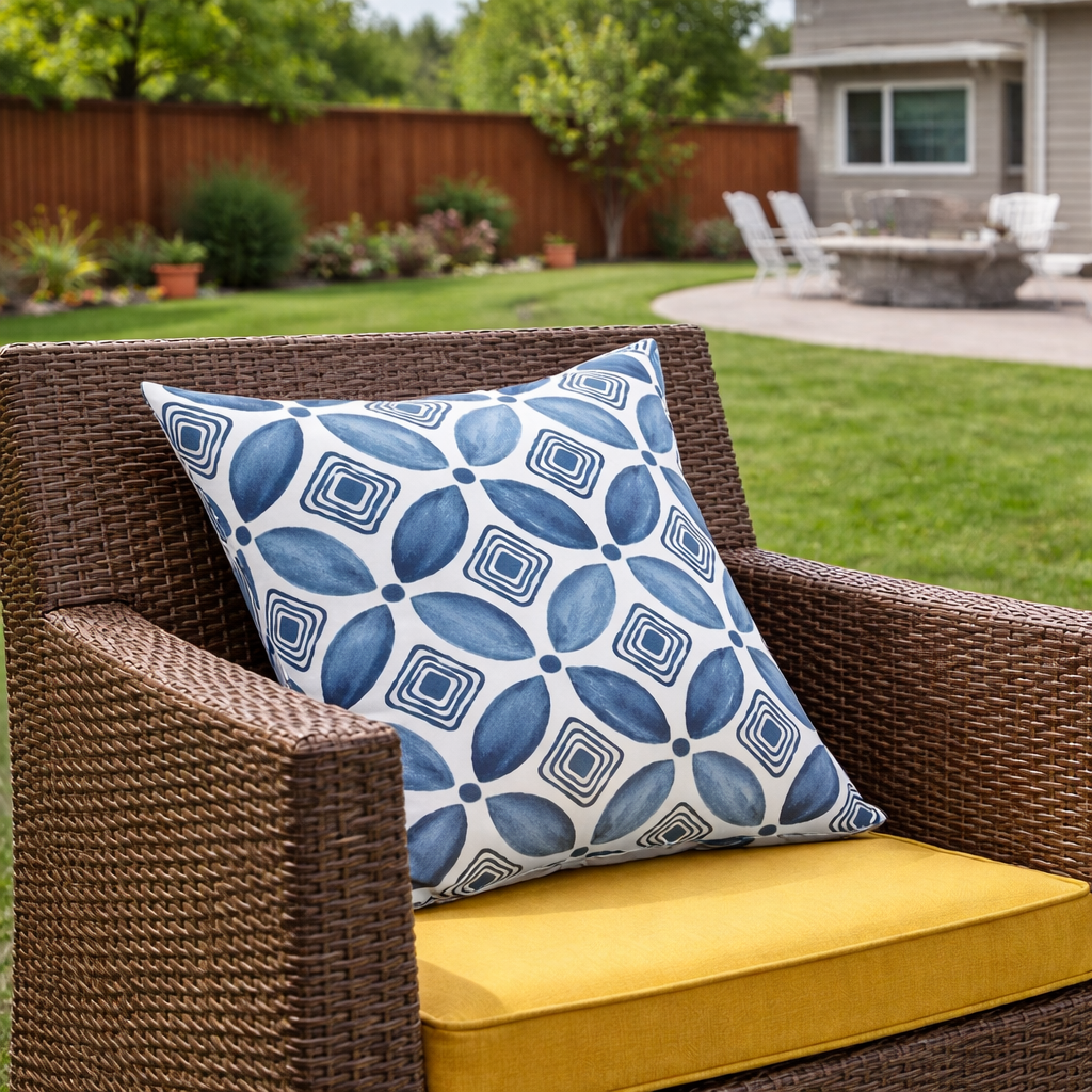 2 Pack Outdoor Throw Pillows, Waterproof & Fade-Resistant Patio Cushions For Garden, Porch, Poolside Furniture - Soft & Comfortable Decorative Pillow Covers 18x18 Inch, Soft Slate Blue