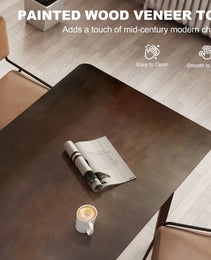47.2 Rectangle Dining Table For 4, Mid-Century Modern Kitchen Table With Rubber Wood Frame For Dining Room, Mahogany