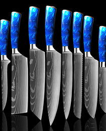 8-inch Chef Knife with Blue Resin Handle