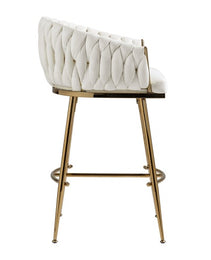 26 Counter Height Bar Stools Velvet Kitchen Island Counter Bar Stool With Hand- Wave Back,golden Chromed Base And Footrest