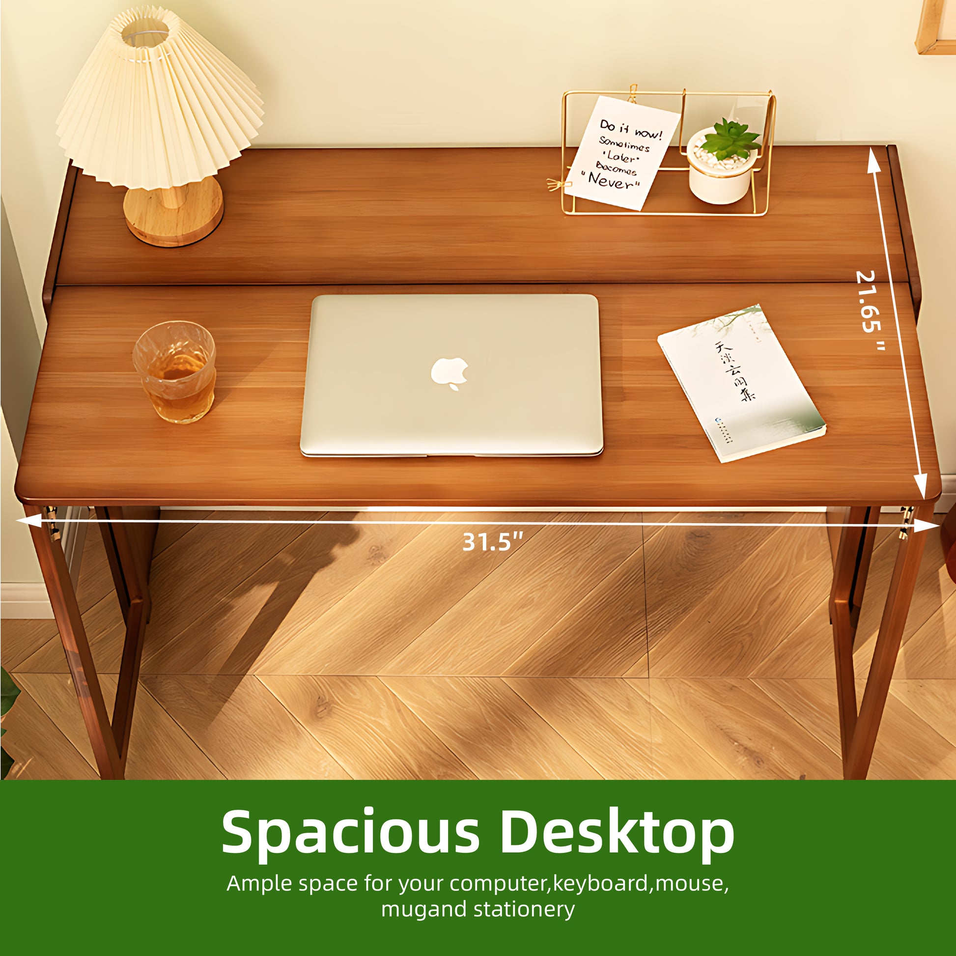 Bamboo Folding Desk,Space-Saving Computer Desk For Small Spaces, Foldable Study Table For Bedroom, Home Office, Dorm, Apartment Brown