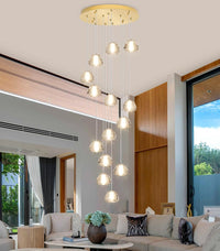 236'' Long Large Crystal Chandeliers LED Chandeliers for High Ceiling Handing Light Fixture for Entrance Hallway Foyer Staircase Lobby Gold