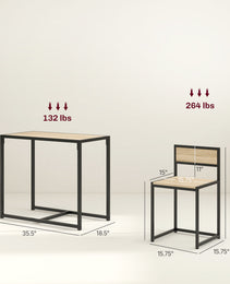 3-Piece Dining Room Set, Industrial Kitchen Table Set with Rectangular Table and 2 Dining Chairs, Oak