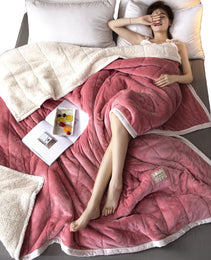 Fleece Blankets And Throws Thick Warm Winter Blankets Home Super Soft Duvet Luxury Solid Blankets On Twin Bedding
