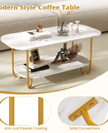 Modern 2-tier Faux Marble Top Coffee Table