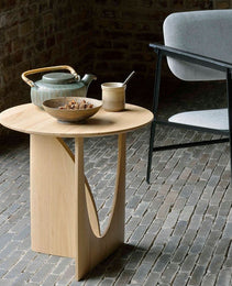 Round Solid Wood Side Table Geometric Designer Corner Table Black Bedside Table