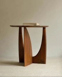 Round Solid Wood Side Table Geometric Designer Corner Table Black Bedside Table
