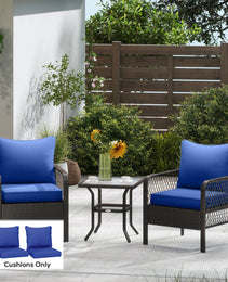 4 Patio Chair Cushions With Seat & Backrest, Fade Resistant Seat Replacement Cushion Set, Navy Blue