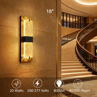Crystal LED Wall Lights - 20W - 18" - 5CCT Tunable - IP65 - JXL-BD18