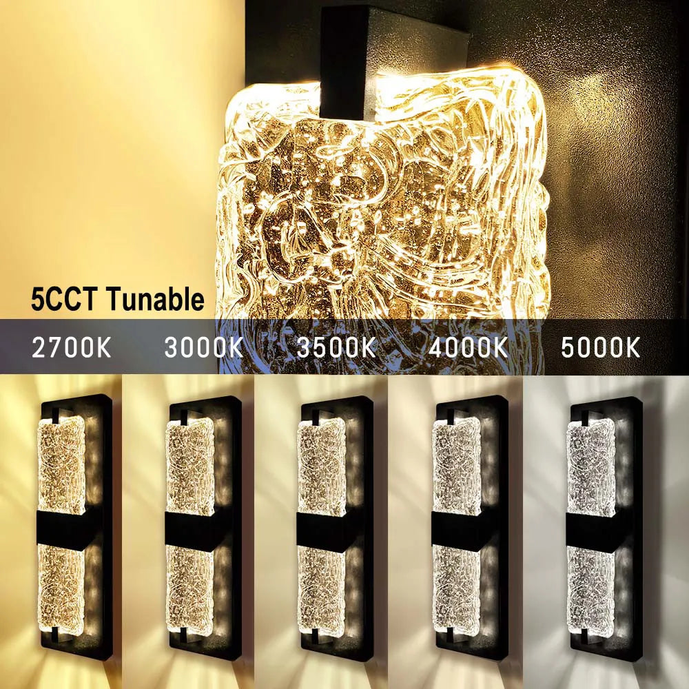 Crystal LED Wall Lights - 20W - 18" - 5CCT Tunable - IP65 - JXL-BD18
