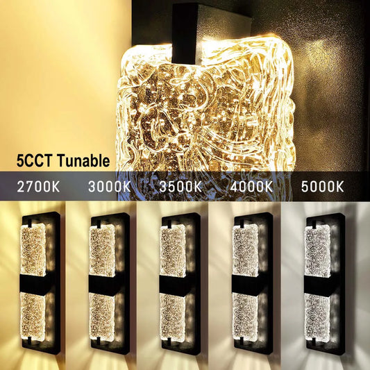 Crystal LED Wall Lights - 20W - 18" - 5CCT Tunable - IP65 - JXL-BD18