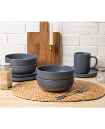 12-Piece Stoneware Dinnerware Sets With Mugs  Microwave  Dishwasher Safe  Non-Toxic Dinner Plates Bowls Set Stackable Matte Glaze Kitchenware For 3