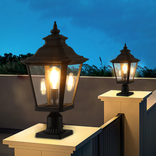 Outdoor Glass Pillar Headlights Support Many Types Of Bulbs-2 Packs