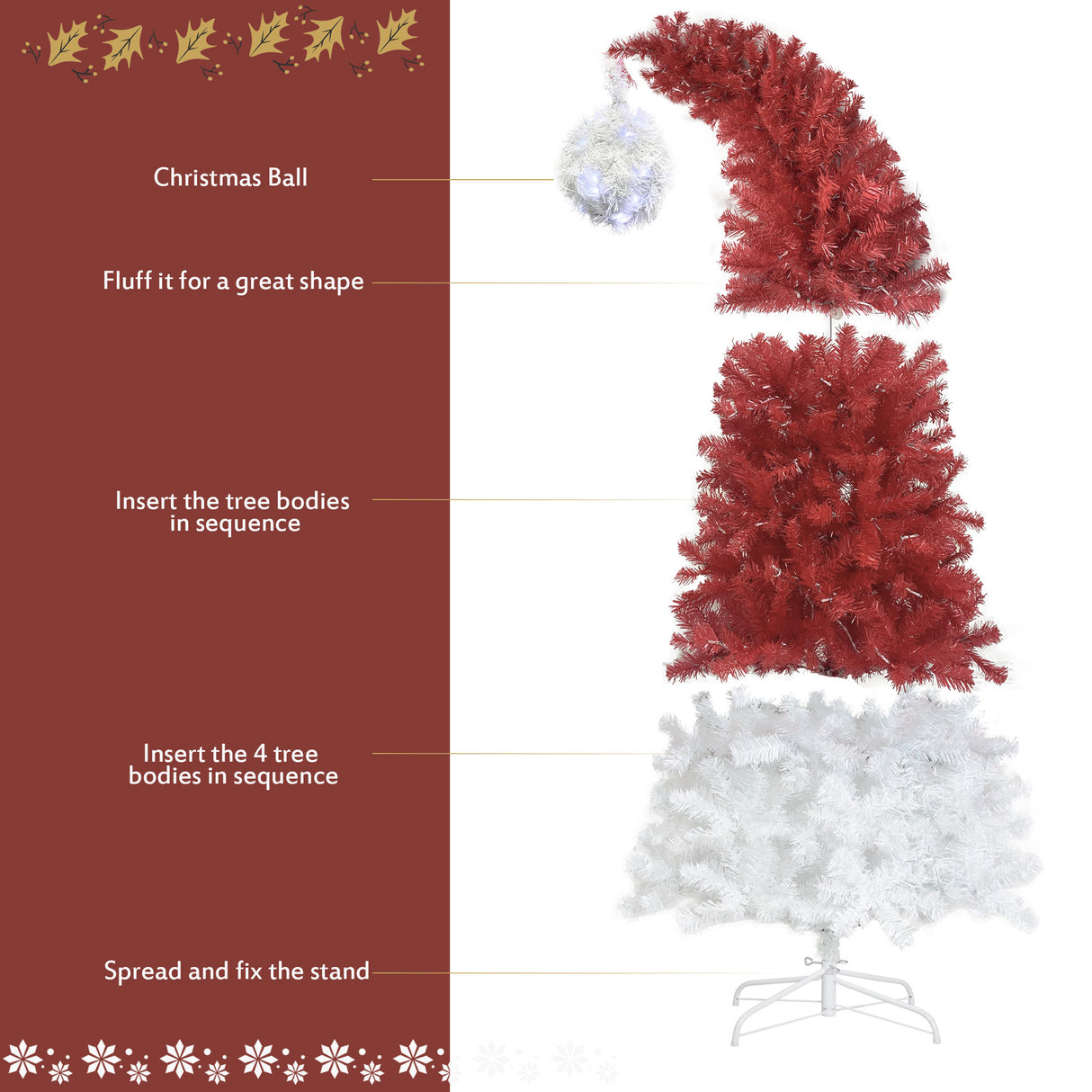 6 Foot Articulated Fir Artificial Fir Curved Top Christmas Tree 1250 Branch Tips, 300 LED Lights Christmas Lights - CJDS - CC