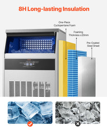 Commercial Ice Maker Freestanding Cabinet Machine 160lbs/24H 80 Ice Cubes