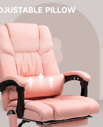 Massage Office Chair with 6 Vibrating Points, High Back Reclining Office Chair with Footrest and Remote, Pink