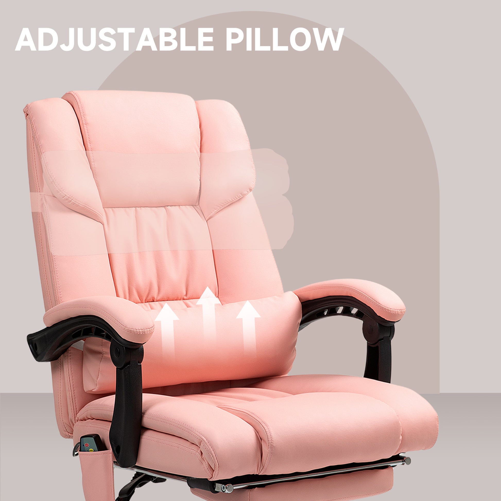 Massage Office Chair with 6 Vibrating Points, High Back Reclining Office Chair with Footrest and Remote, Pink