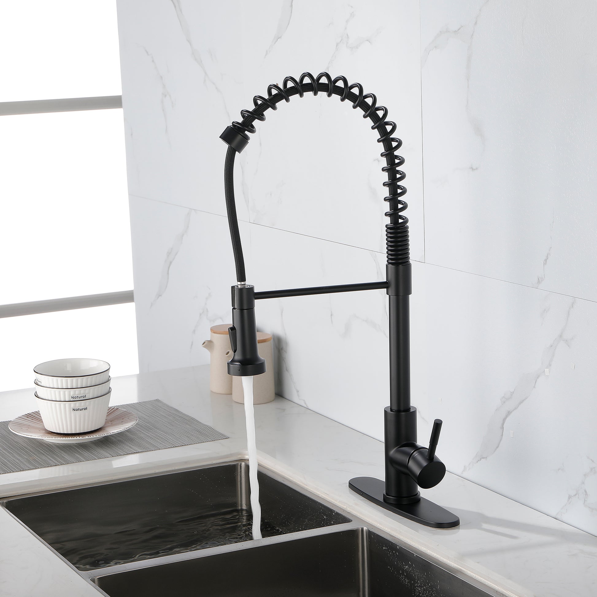 Solid Brass Single Handle Single Rod Downward Spring Kitchen Sink Faucet