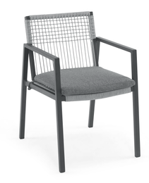 Outdoor Dining Chair Set Of 2, Aluminum  Rope , Outdoor Armchair Seating For Patio Backyard Poolside Balcony, Cushion Included