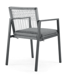 Outdoor Dining Chair Set Of 2, Aluminum  Rope , Outdoor Armchair Seating For Patio Backyard Poolside Balcony, Cushion Included