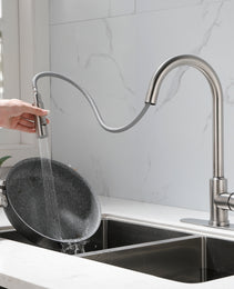 Stainless Steel Kitchen Sink Faucet With Pull-down Sprayer
