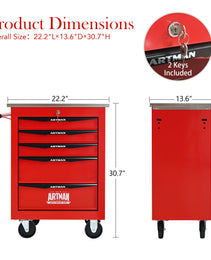 5 Drawers Multifunctional Tool Cart With Wheels,Metal Rolling Tool Cart Storage For Garage Workshop Warehouse Repair Shop--With Stainless Steel Roof--Red  Black