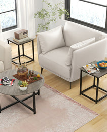 3-Piece Coffee Table Set Round Coffee Table And 2PCS Square End Tables