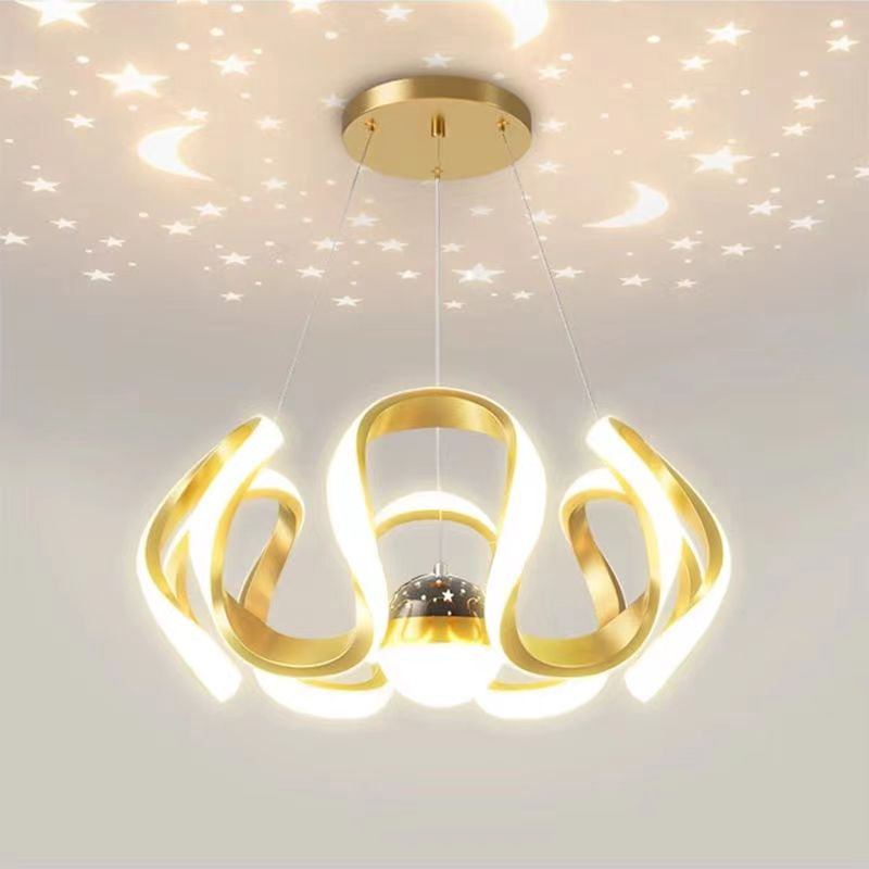 Fiorella 84W Gold Tri-Color Modern Aluminum LED Indoor Chandelier