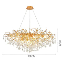 Royal Nordic Luxury Crystal Chandeliers Gold Chrome Water Drop Pendant Light Living Room Hotel Hall Villa Indoor Decor Fixture