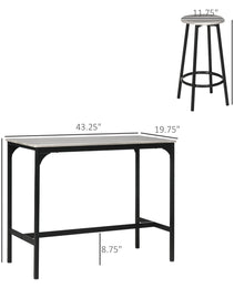 5-Piece Counter Height Bar Table Set, Rustic 43.25" Dining Table With 4 Bar Stools, Kitchen Table With Wooden Top For Pub, Dining Room, Gray