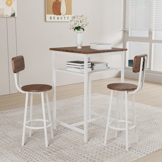 Bar Table, Equipped With 2 Bar Stools , With Backrest And Partition