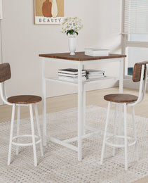 Bar Table, Equipped With 2 Bar Stools , With Backrest And Partition