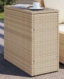 garden side table with glass top 58x27, rattan   garden side table