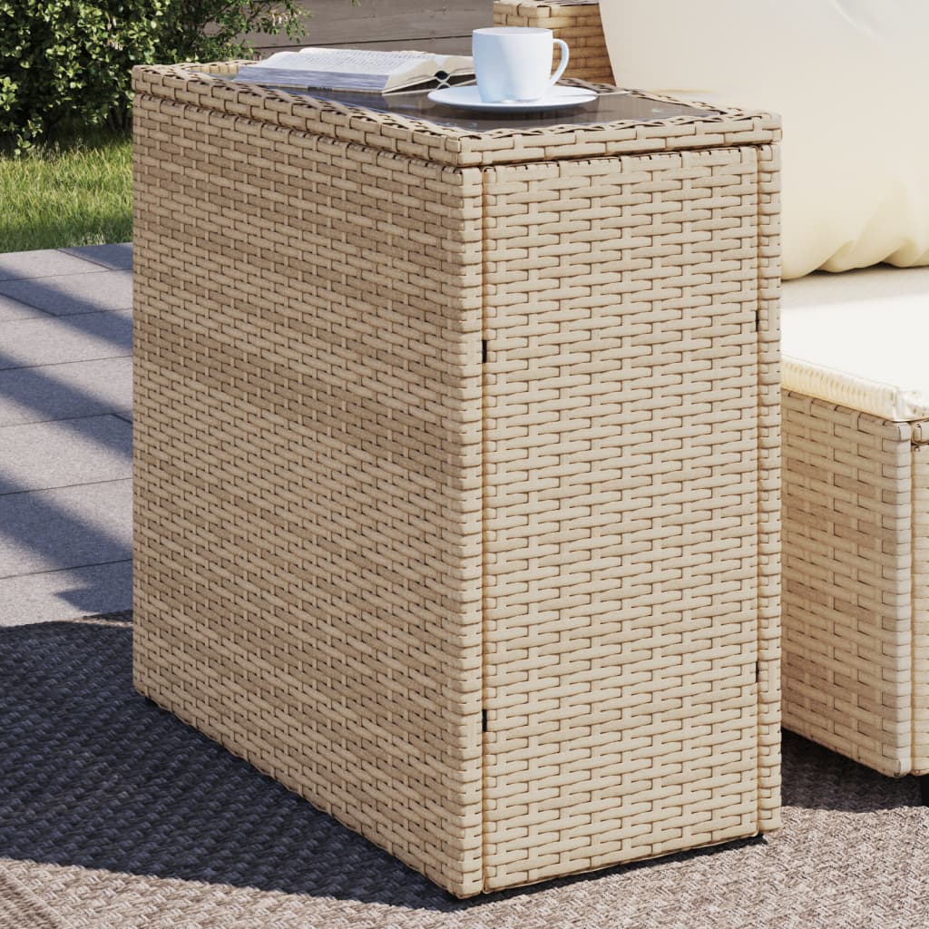 garden side table with glass top 58x27, rattan   garden side table