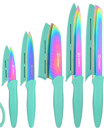 13 Piece Blue Non-Stick Stainless Steel Boxed Knives Set