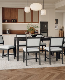 TREXM 7-Piece Retro Dining Table Set For 6  1 Rectangular Wood Dining Table Set For 6 With Upholstered Chairs For Dining Room And Kitchen  Espresso