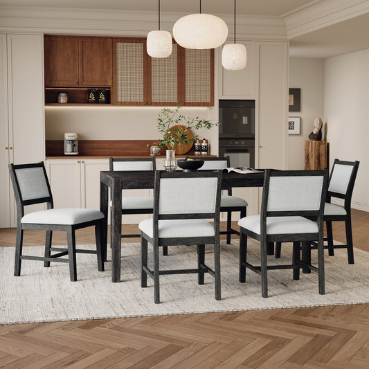 TREXM 7-Piece Retro Dining Table Set For 6  1 Rectangular Wood Dining Table Set For 6 With Upholstered Chairs For Dining Room And Kitchen  Espresso