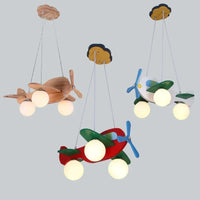 Nordic Modern Minimalist Log Airplane Chandelier Boys Girls Bedroom Led Pendant Lamp Creative Art Children's Room Lighting Decor