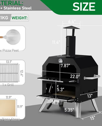 Portable 2-Layer Outdoor Pizza Oven – Wood-Fired Efficiency with Adjustable Airflow & Pizza Stone