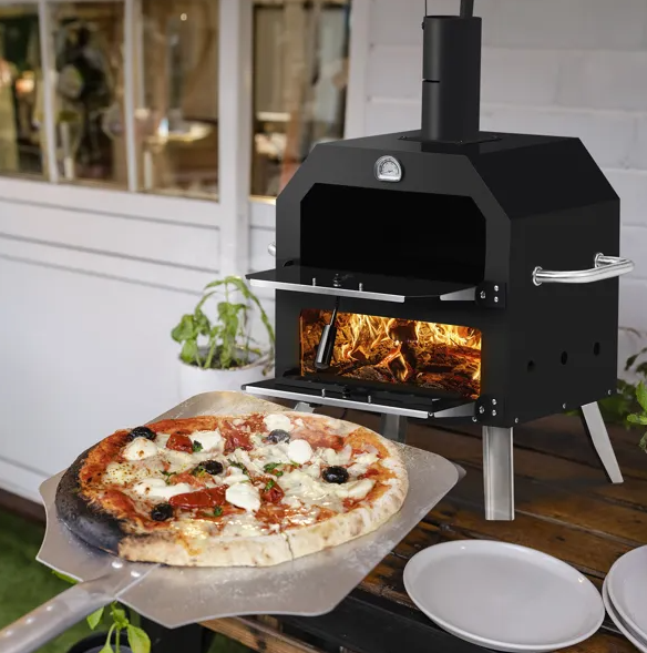 Portable 2-Layer Outdoor Pizza Oven – Wood-Fired Efficiency with Adjustable Airflow & Pizza Stone