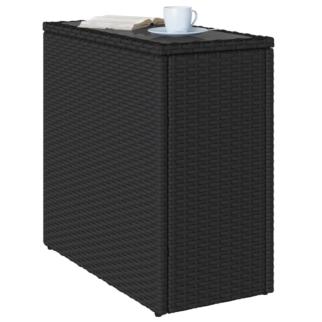 garden side table with glass top 58x27, rattan   garden side table
