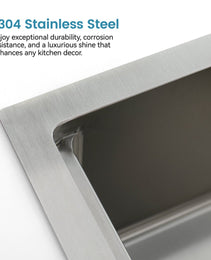 Stainless Steel Kitchen Sink, Single Bowl, Overmount Handmade Sink In Brushed, With Cutting Board, Colander