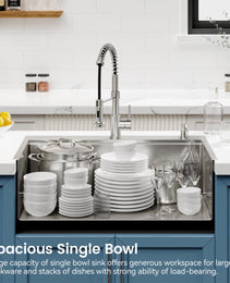 Stainless Steel Kitchen Sink, Single Bowl, Overmount Handmade Sink In Brushed, With Cutting Board, Colander
