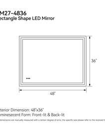 48 Inch X 36 Inch LED Bathroom Mirror