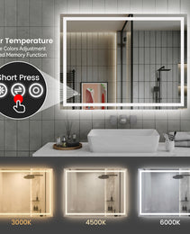 48 Inch X 36 Inch LED Bathroom Mirror